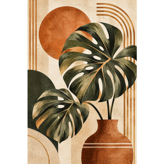 Plakat - Botaniczne liście w boho tonacji