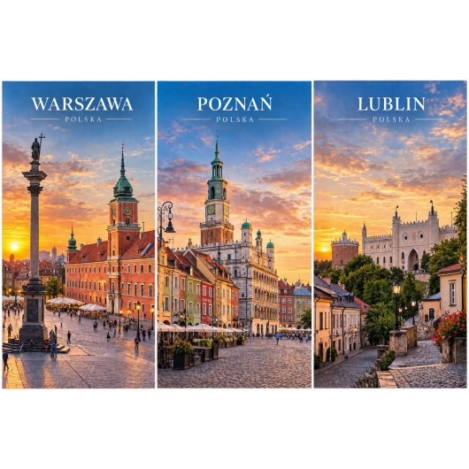 Plakat - Polskie miasta w złotym świetle