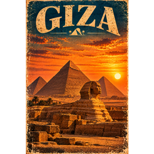 Plakat - Giza o zachodzie słońca