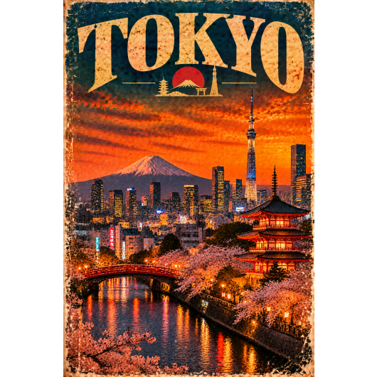 Plakat - Tokio o zachodzie słońca