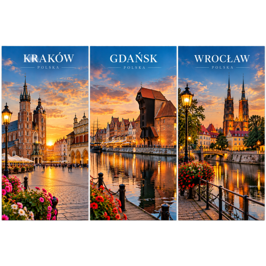Plakat - Polskie miasta o złotej godzinie