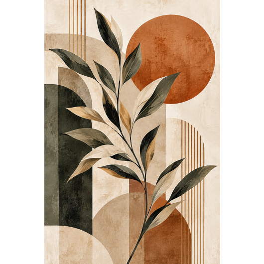 Plakat - Botaniczne liście w minimalistycznej tonacji