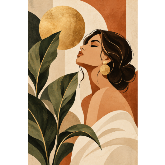 Plakat - Elegancki portret z botanicznym akcentem