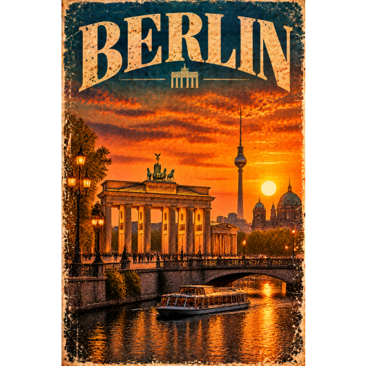 Plakat - Berlin o zachodzie słońca