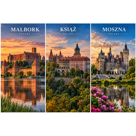 Plakat - Polskie zamki o zachodzie słońca